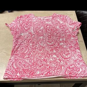 Talbots pink and white cotton top